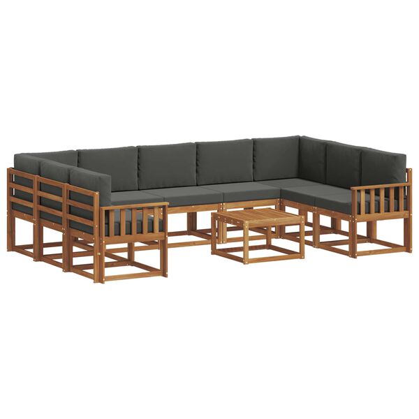 vidaXL K&uuml;lt&eacute;ri kanap&eacute; szett p&aacute;rn&aacute;val 10 pcs Term&eacute;szetes &eacute;s antracit