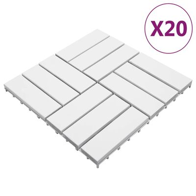 vidaXL 20 db fehér tömör akácfa padlólap 30 x 30 cm