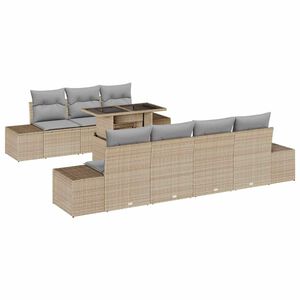 vidaXL Kanap&eacute; Szett p&aacute;rn&aacute;val 8 pcs Beige &eacute;s Vil&aacute;gossz&uuml;rke polirattan