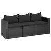 vidaXL fekete 3 szem&eacute;lyes polyrattan kerti kanap&eacute; p&aacute;rn&aacute;kkal