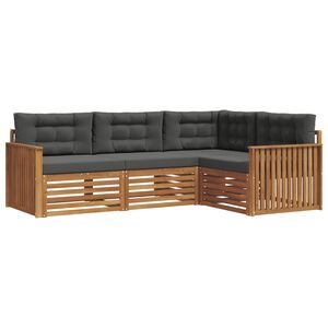 vidaXL K&uuml;lt&eacute;ri kanap&eacute; szett p&aacute;rn&aacute;val 4 pcs Term&eacute;szetes &eacute;s antracit