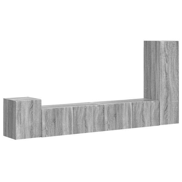 vidaXL TV szekr&eacute;ny garnit&uacute;ra 3 pcs Sz&uuml;rke Sonoma Faanyag