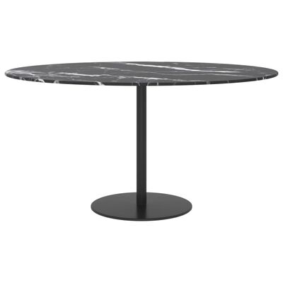vidaXL fekete edzett üveg asztallap márványdizájnnal Ø80 x 1 cm