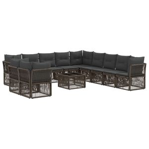vidaXL Kerti Kanap&eacute; Szett 12 pcs Sz&uuml;rke polirattan