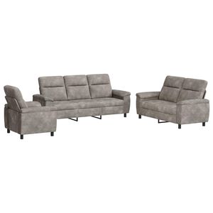 vidaXL Kanap&eacute; Szett 3 pcs Vil&aacute;gossz&uuml;rke Műsuede Bőr