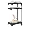 vidaXL Oldal asztal polcokkal Fekete t&ouml;lgy 40 x 30 x 75 cm Faanyag
