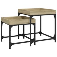 vidaXL 2 db sonoma-tölgyszínű szerelt fa kisasztal