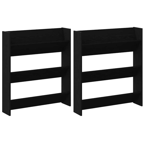 vidaXL Cipőszekr&eacute;ny 2 pcs Fekete t&ouml;lgy 85 x 18 x 90 cm Faanyag