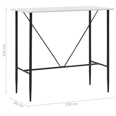 vidaXL fehér MDF bárasztal 120 x 60 x 110 cm