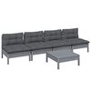3096131 vidaXL 5 részes fenyőfa kerti ülőgarnitúra antracitszürke párnákkal