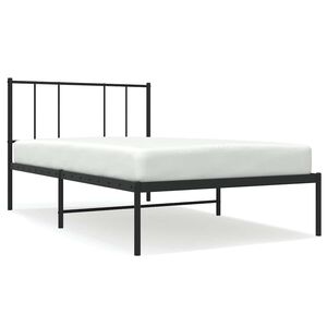 vidaXL fekete f&eacute;m &aacute;gykeret fejt&aacute;ml&aacute;val 75 x 190 cm