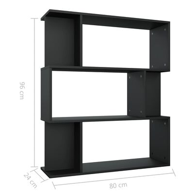vidaXL fekete forgácslap könyvszekrény/térelválasztó 80 x 24 x 96 cm