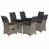 vidaXL 7 r&eacute;szes sz&uuml;rke polyrattan kerti &eacute;tkezőgarnit&uacute;ra p&aacute;rn&aacute;val