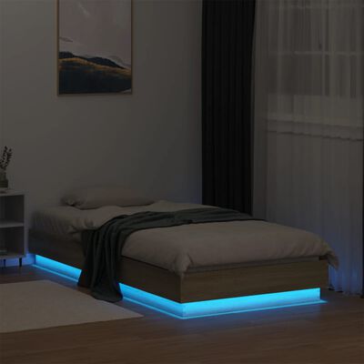 vidaXL sonoma tölgy színű ágykeret LED-világítással 90x190 cm