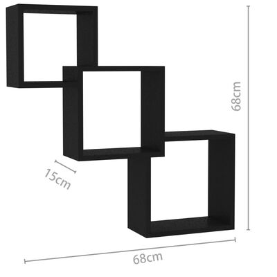 vidaXL fekete kocka alakú forgácslap fali polcok 84,5 x 15 x 27 cm
