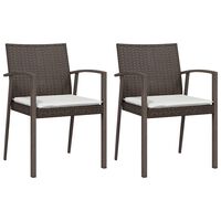 vidaXL 2 db barna polyrattan kerti szék párnával 56,5 x 57 x 83 cm