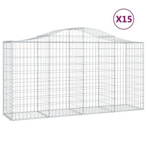 vidaXL 15 db &iacute;ves horganyzott vas gabion kos&aacute;r 200x50x100/120 cm