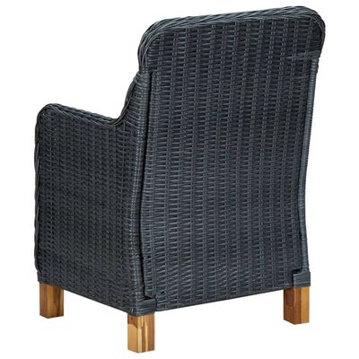 vidaXL 2 db sötétszürke polyrattan kerti szék párnával