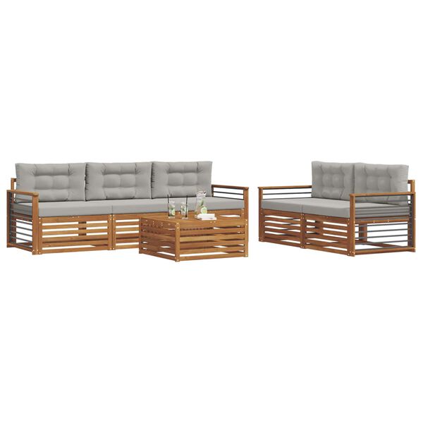 vidaXL K&uuml;lt&eacute;ri kanap&eacute; szett 6 pcs Term&eacute;szetes &eacute;s Vil&aacute;gossz&uuml;rke