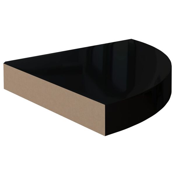 vidaXL 2 db magasfényű fekete MDF lebegő sarokpolc 25 x 25 x 3,8 cm