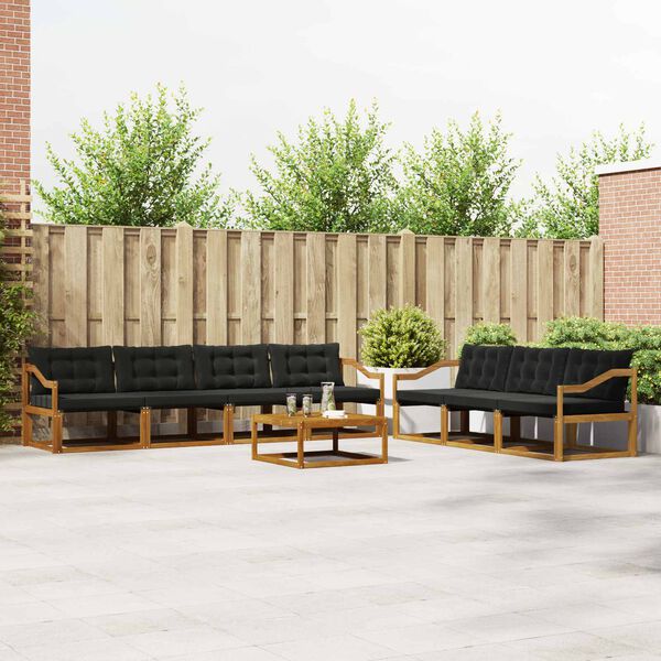 vidaXL K&uuml;lt&eacute;ri kanap&eacute; szett p&aacute;rn&aacute;val 8 pcs Term&eacute;szetes &eacute;s fekete