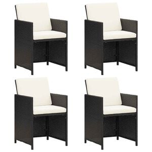 vidaXL 4 db fekete polyrattan kerti &eacute;tkezősz&eacute;k p&aacute;rn&aacute;val