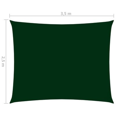 vidaXL sötétzöld téglalap alakú oxford-szövet napvitorla 2,5 x 3,5 m