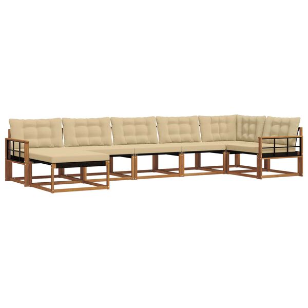 vidaXL K&uuml;lt&eacute;ri kanap&eacute; szett 21 pcs Term&eacute;szetes &eacute;s b&eacute;zs T&ouml;m&ouml;r Ak&aacute;cfa