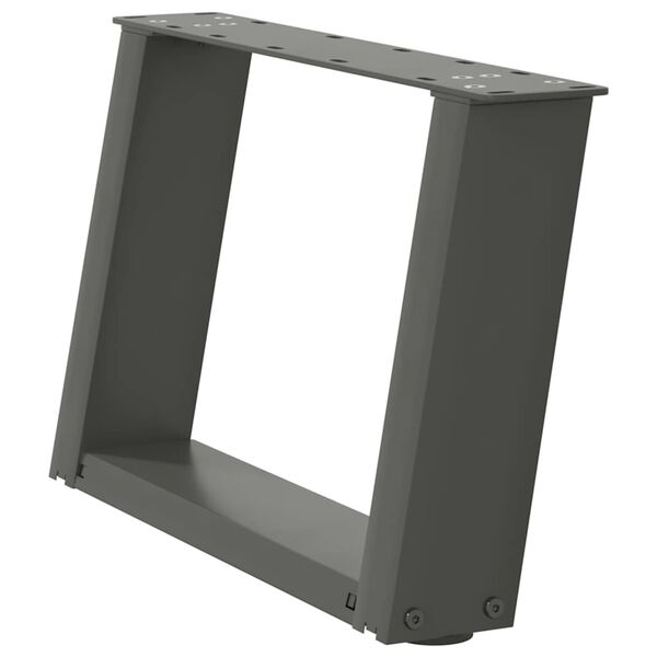 vidaXL 2 db antracitsz&uuml;rke U-alak&uacute; ac&eacute;l doh&aacute;nyz&oacute;asztal l&aacute;b 40x(30-31) cm