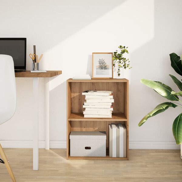 vidaXL k&eacute;zműves t&ouml;lgy sz&iacute;nű szerelt fa k&ouml;nyvespolc 60 x 30 x 77 cm