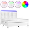 vidaXL feh&eacute;r műbőr rug&oacute;s &aacute;gy matraccal &eacute;s LED-del 180x200 cm