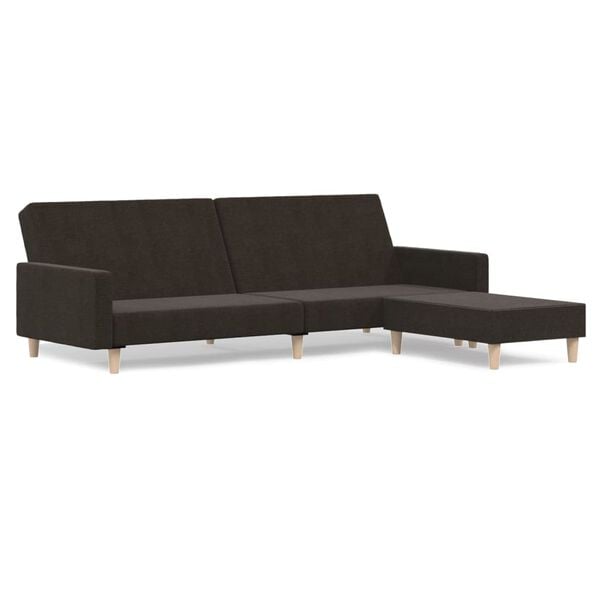 vidaXL k&eacute;tszem&eacute;lyes s&ouml;t&eacute;tbarna sz&ouml;vet kanap&eacute;&aacute;gy l&aacute;btart&oacute;val