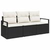 vidaXL Kanap&eacute; Szett 3 pcs Fekete polirattan