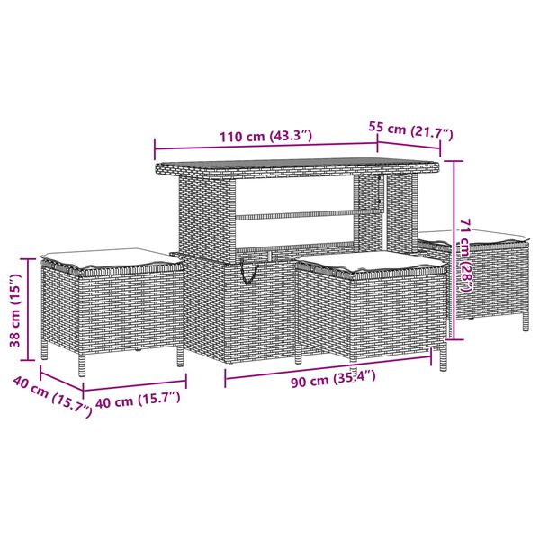 vidaXL Kerti Kanap&eacute; Szett p&aacute;rn&aacute;val t&aacute;rol&oacute;val 10 pcs Fekete Poly Rattan