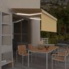 vidaXL s&aacute;rga-feh&eacute;r k&eacute;zzel kih&uacute;zhat&oacute; LED-es napellenző redőnnyel 3x2,5m