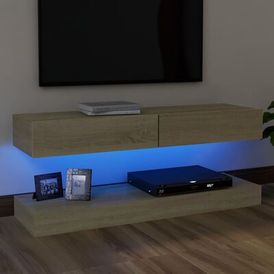 vidaXL sonoma-tölgy színű TV-szekrény LED-lámpákkal 120 x 35 cm