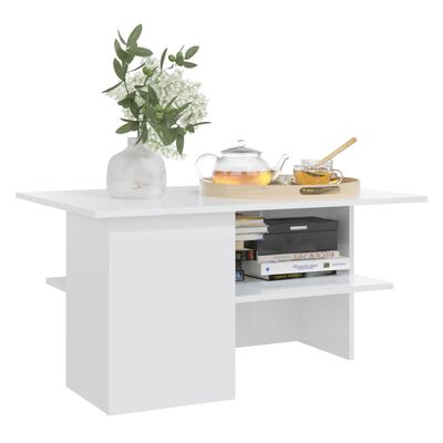 vidaXL magasfényű fehér forgácslap dohányzóasztal 90 x 60 x 46,5 cm