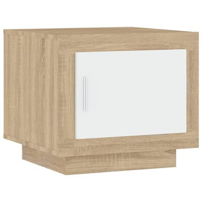 vidaXL fehér-sonoma színű szerelt fa dohányzóasztal 51 x 50 x 45 cm