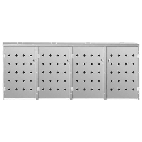 vidaXL rozsdamentes acéltároló négy gurítható szemeteskukához 240 L