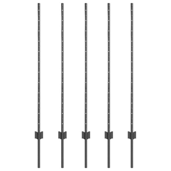 vidaXL Ker&iacute;t&eacute;soszlop 5 pcs Sz&uuml;rke 120 cm Ac&eacute;l