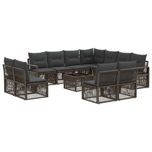 vidaXL Kerti Kanap&eacute; Szett 12 pcs Sz&uuml;rke polirattan