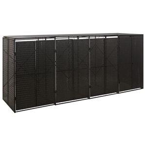 vidaXL fekete polyrattan n&eacute;gyes kerekeskuka t&aacute;rol&oacute;f&eacute;szer 274x80x117 cm