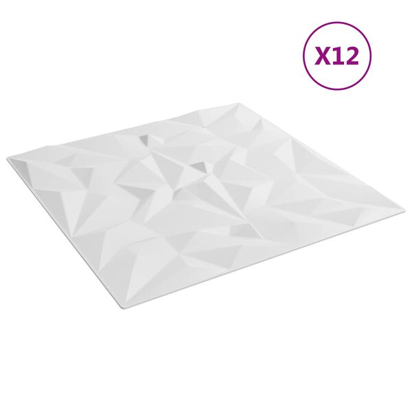 vidaXL Fali panelek 12 pcs Feh&eacute;r 50 x 50 cm XPS Hab