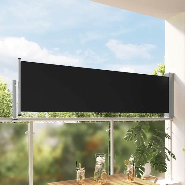 vidaXL fekete kih&uacute;zhat&oacute; oldals&oacute; terasz napellenző 80 x 300 cm