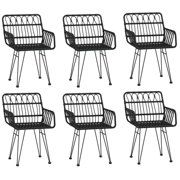 vidaXL 7 részes fekete polyrattan kerti étkezőgarnitúra