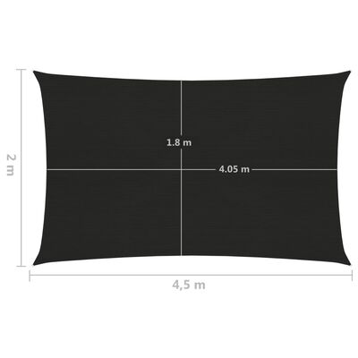 vidaXL fekete HDPE napvitorla 160 g/m² 2 x 4,5 m
