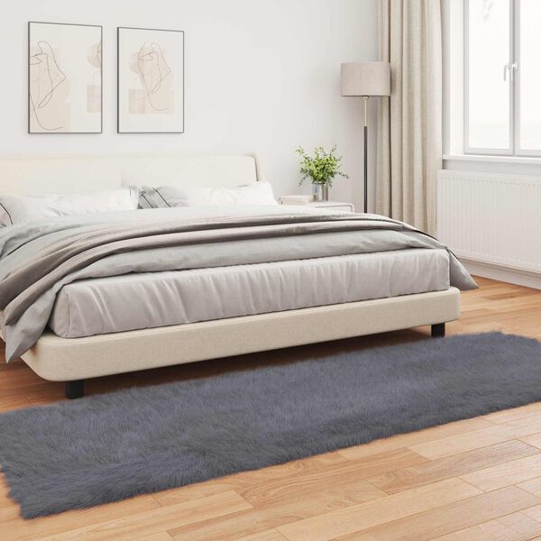 vidaXL Műgyapj&uacute; Szőnyeg Tafalla Antracit 80 x 250 cm Poli&eacute;szter