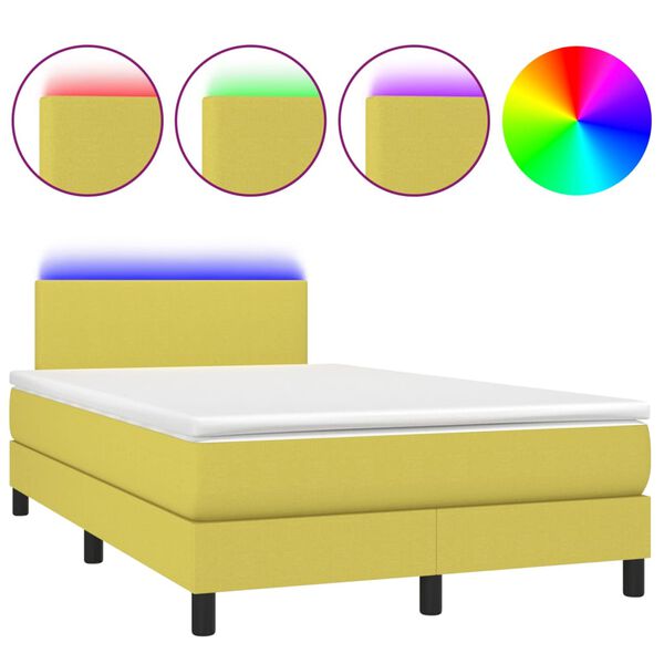 vidaXL z&ouml;ld sz&ouml;vet rug&oacute;s &eacute;s LED-es &aacute;gy matraccal 120 x 200 cm