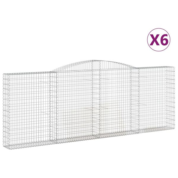 vidaXL 6 db íves horganyzott vas gabion kosár 400x30x140/160 cm