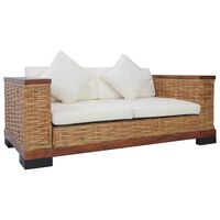 vidaXL 2 személyes barna természetes rattan kanapé párnával